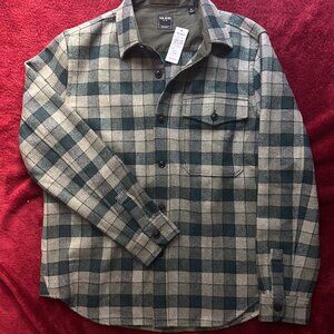 TODD SNYDER NWT Mens M Grey Blue & Green Plaid Wool Overshirt Retail $298